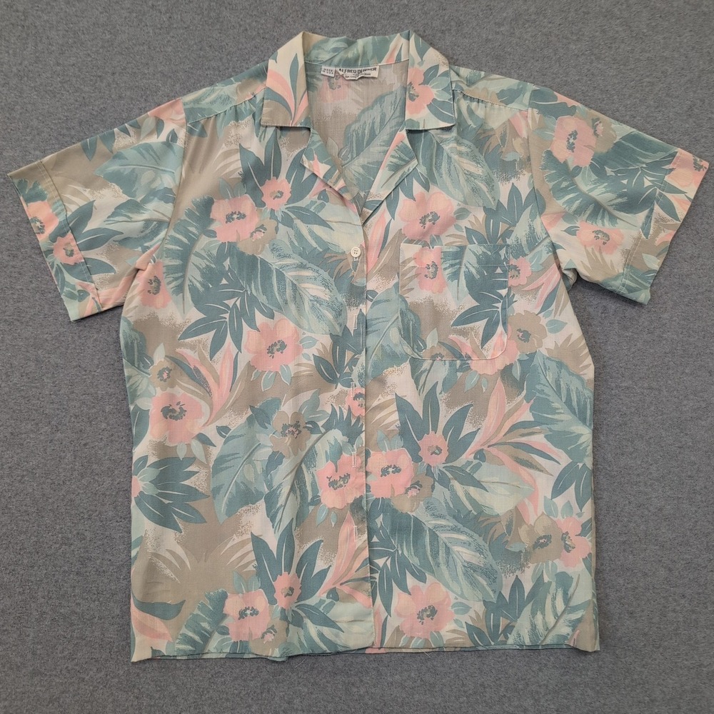 Alfred Dunner Women's Floral Print Short Sleeve Button Up Shirt Size 12 Vintage - Picture 1 of 3